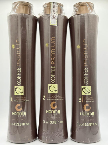 Coffee Premium Keratin All Liss Progressive Brush Kit 3x1L - Honma Tokyo (3x 1000ml)
