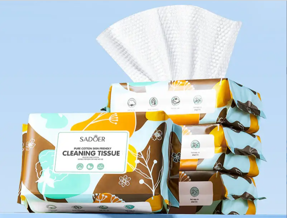 Sadoer Pure Cotten Skin Friendly Cleaning Tissue pack of 50 Pcs tissue