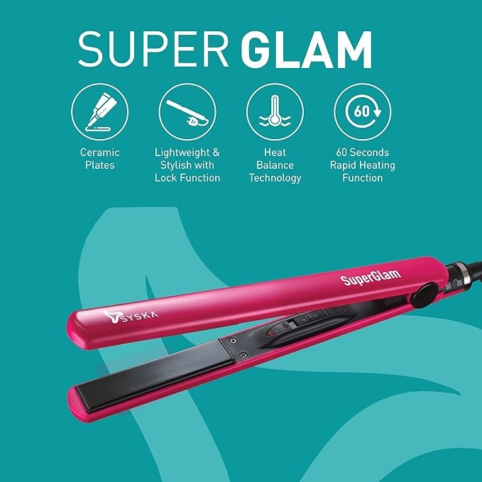SYSKA Super Glam Hair Straightener 2 in 1