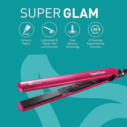 SYSKA Super Glam Hair Straightener 2 in 1